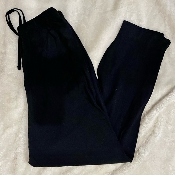 Black Rayon Pants Small Petite SP CM Shapes Petite Elastic Waist Loose Fit Boho - Picture 1 of 7